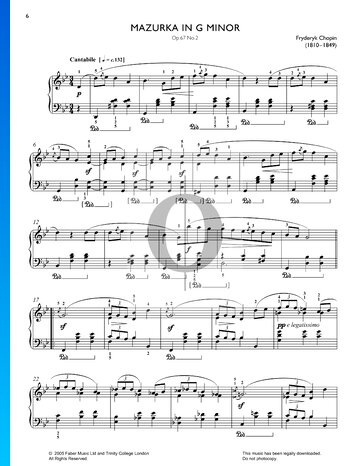 Mazurka in G Minor, Op. 67 No. 2 Partitura