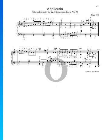 Applicatio in C Major, BWV 994 Spartito