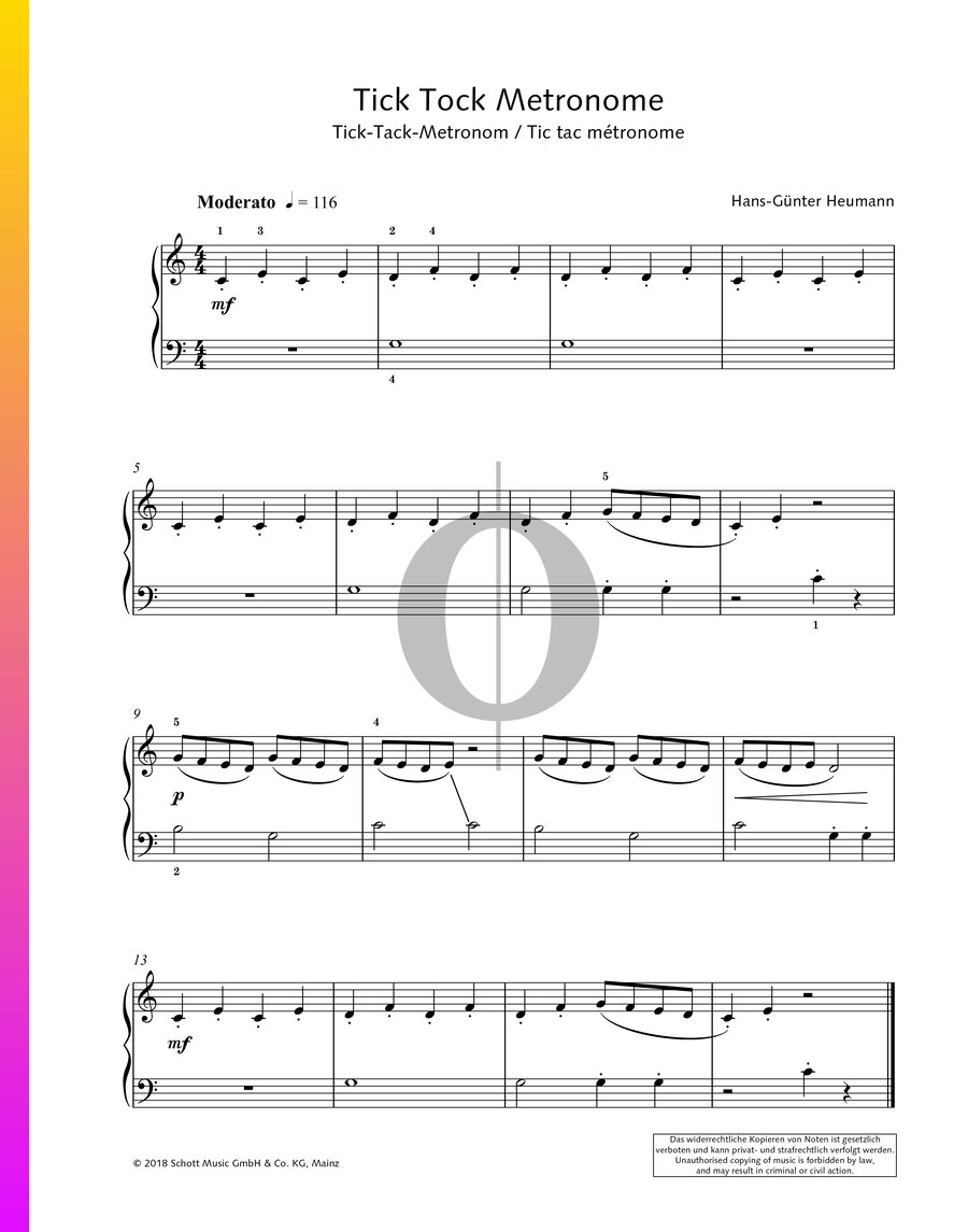 Tick TockMetronome (HansGünter Heumann) Piano Sheet Music OKTAV