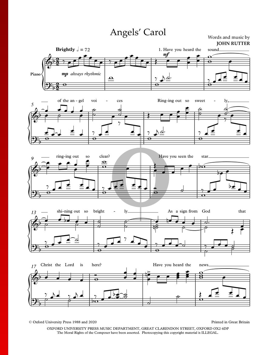 Angels Carol Rutter Angels' Carol (John Rutter) Piano Sheet Music - OKTAV