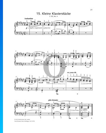 Partition Pièce pour piano en Fa dièse majeur, S 192 n° 4