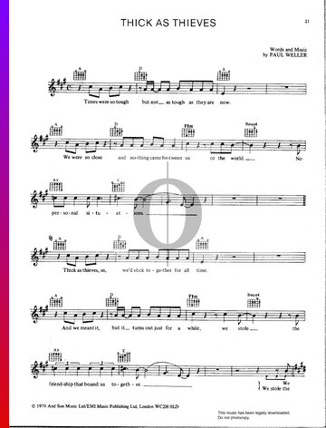 Thick As Thieves Sheet Music