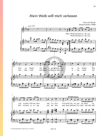 Mein Weib will mich verlassen Partitura