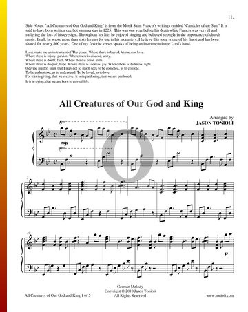 All Creatures Of Our God And King Musik-Noten