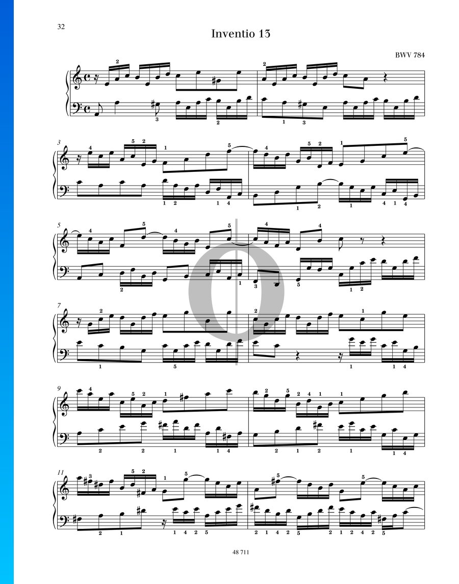 Bach Invention 13.pdf Invention 13, BWV 784 Sheet Music (Piano Solo) | PDF Download - OKTAV