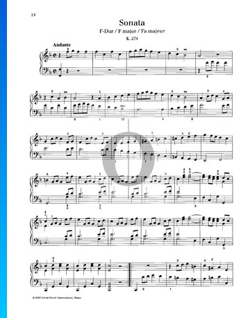 Sonata in F Major, K. 274 Spartito