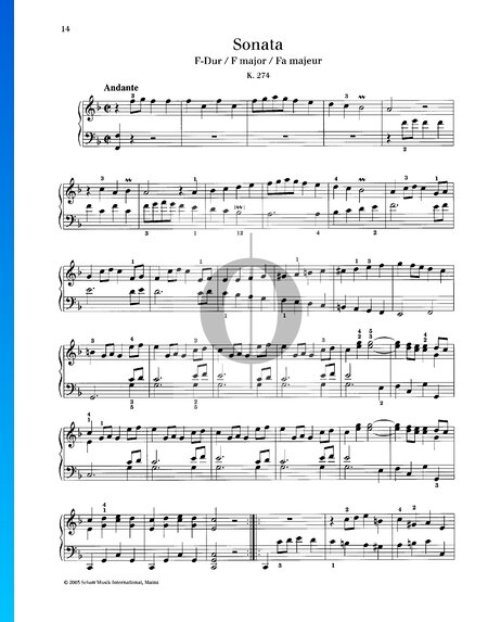 Sonata in F Major, K. 274
