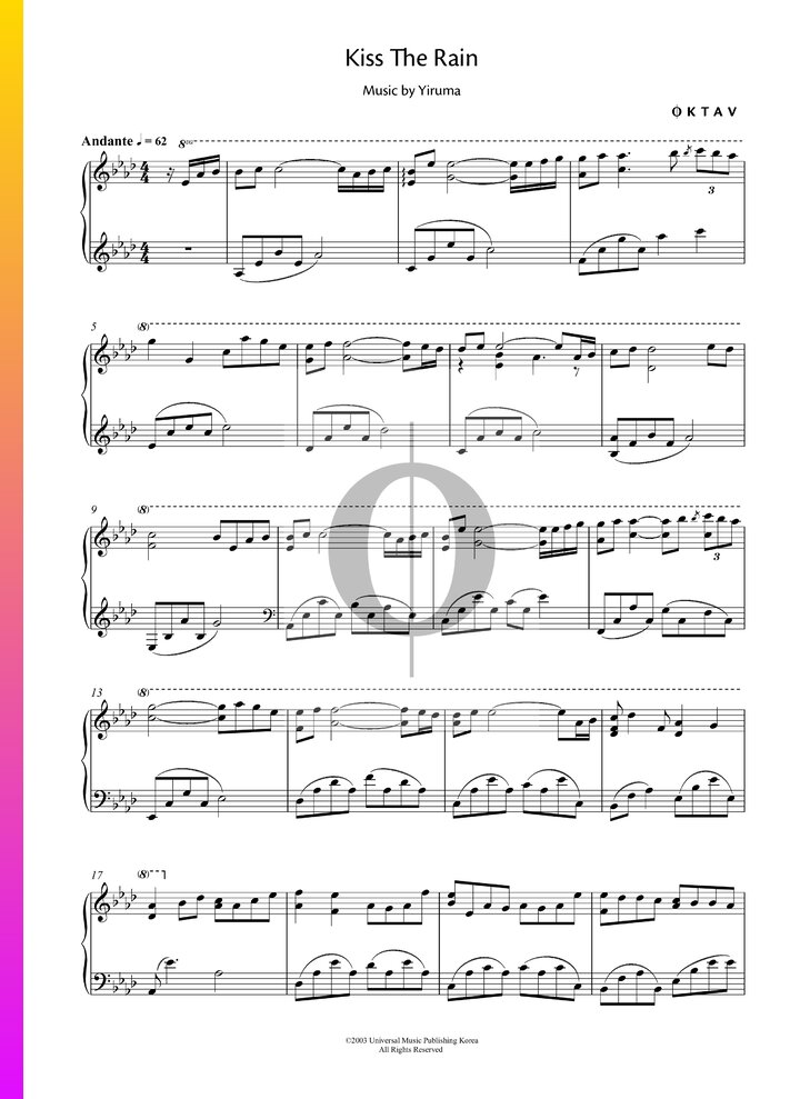 Kiss The Rain (Yiruma) Piano Sheet Music - OKTAV