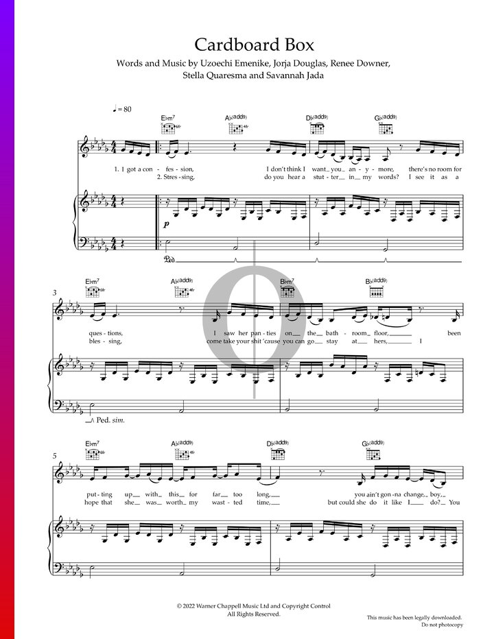 Cardboard Box (FLO) Piano Sheet Music OKTAV