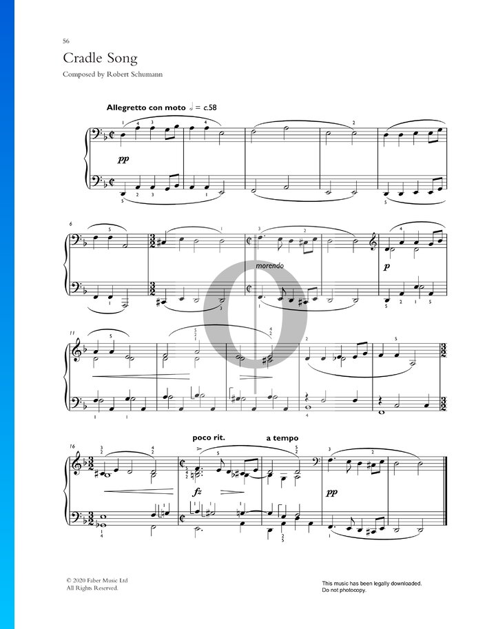 Album Leaves, Op. 124 No. 6 Cradle Song (Robert Schumann) Piano Sheet