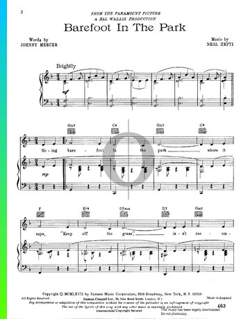 Barefoot In The Park Sheet Music