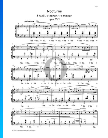 Nocturne f-Moll, Op. 55 Nr. 1 Musik-Noten