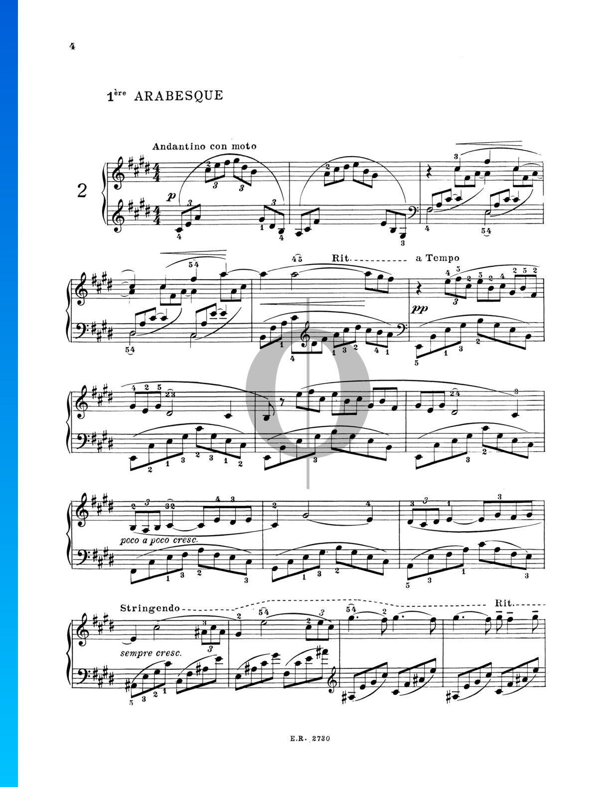 Arabesque No. 1 Sheet Music (Piano Solo) - OKTAV