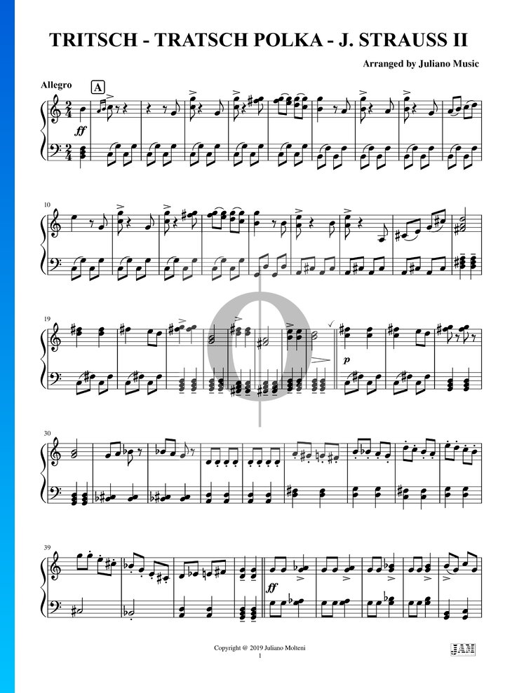 Tritsch-Trasch Polka, Op. 214 (Johann Strauss (Sohn)) Piano Sheet Music ...