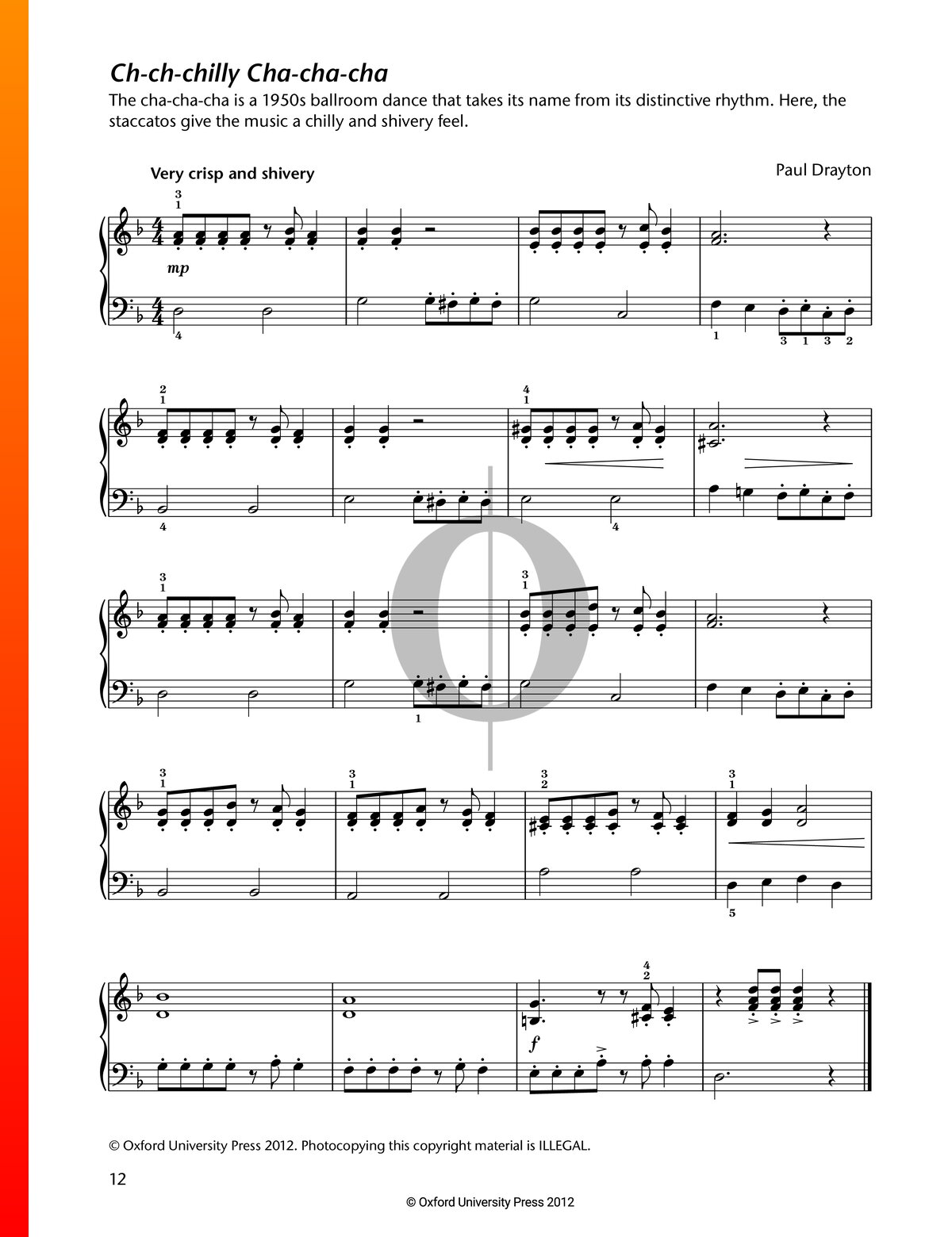 Ch ch chilly Cha cha cha Sheet Music Piano