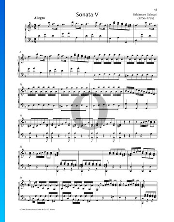 Sonate d-Moll, Nr. 5 Musik-Noten