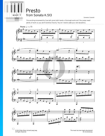 Sonata in C Major, K. 513: Presto Sheet Music
