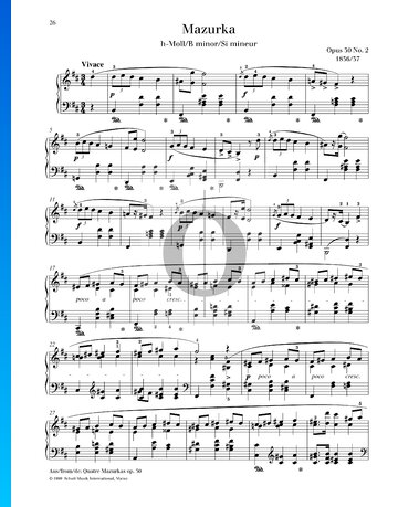 Mazurka in h-Moll, Op. 30 Nr. 2 Musik-Noten
