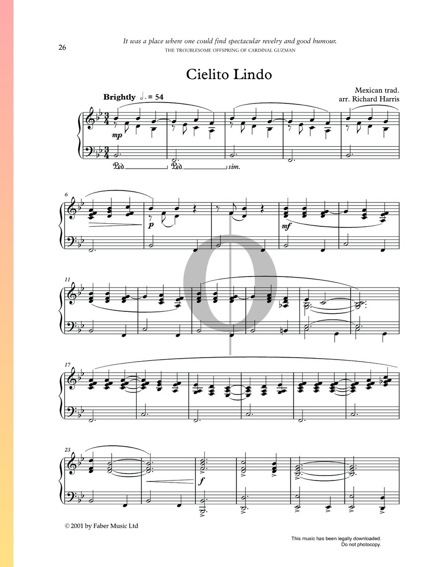 Cielito Lindo Anonymous Piano Sheet Music Oktav 7516