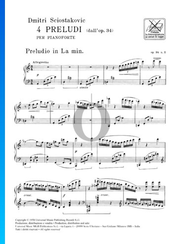 Prelude in A Minor, Op. 34 No. 2 Spartito