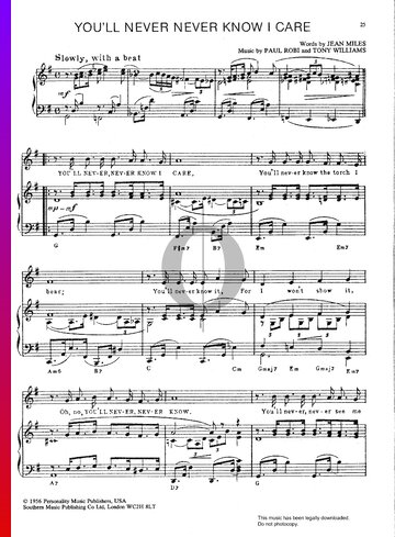 You'll Never Never Know I Care Sheet Music