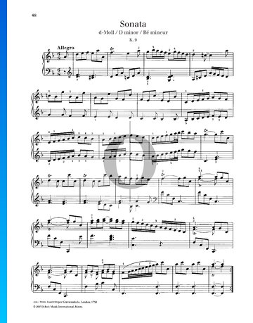 Partition Sonate en Ré mineur, K. 9