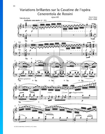 Variations brillantes sur la Cavatine de l’opéra "Cenerentola" de Rossini, Op. 60 Spartito