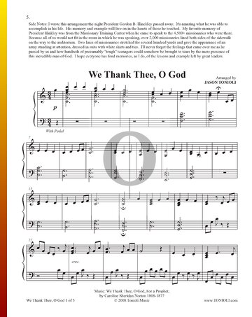 We Thank Thee, O God for Our Prophet Sheet Music