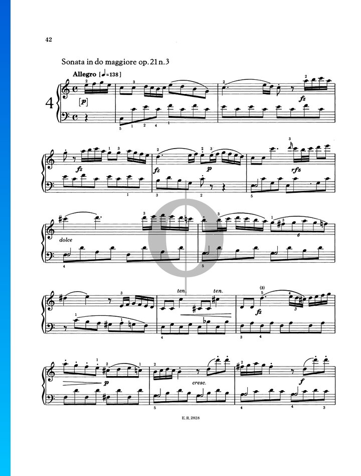 Sonata in C Major, Op. 21 No. 3 (Muzio Clementi) Piano Sheet Music - OKTAV