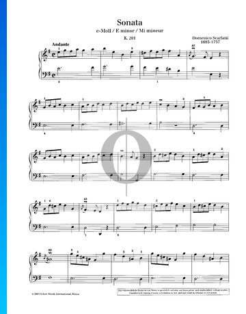 Partition Sonate en Mi mineur, K. 291