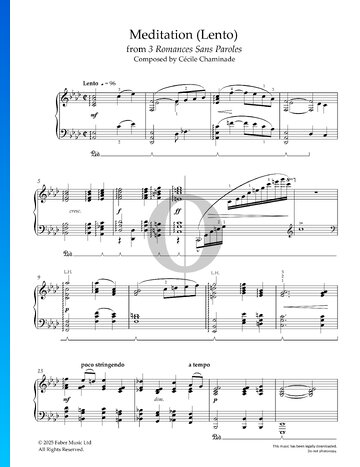 3 Romances Sans Paroles: Meditation Spartito