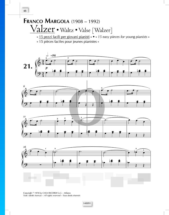 Waltz (Franco Margola) Piano Sheet Music - OKTAV