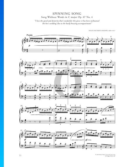 Romances sans paroles, op. 67 n° 4 : Presto (La fileuse)