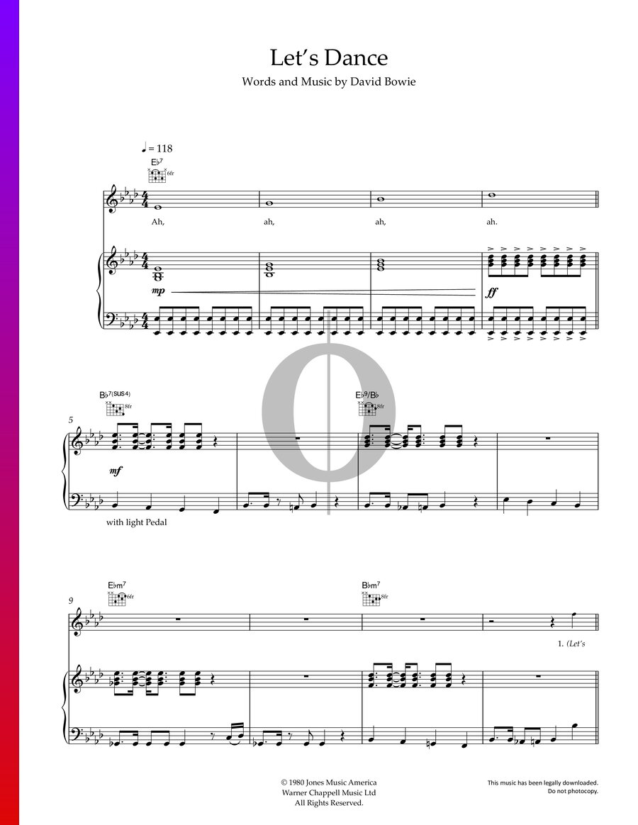 Let's Dance (David Bowie) Piano Sheet Music - OKTAV