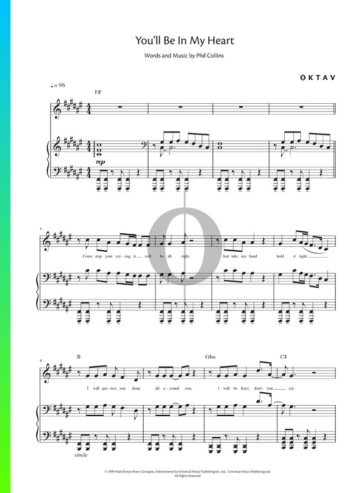 You'll Be In My Heart Noten aus Tarzan Phil Collins PDF & digitaler Zugang OKTAV You'll Be In My Heart Noten aus Tarzan Phil Collins PDF & digitaler Zugang OKTAV