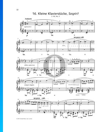 Partition Pièce pour piano, S 192 n° 5 (Sospiri!)