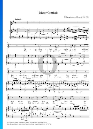 Dieser Gottheit,  K. 623 Sheet Music