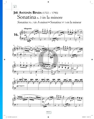 Partition Sonatina in A minor, No. 3