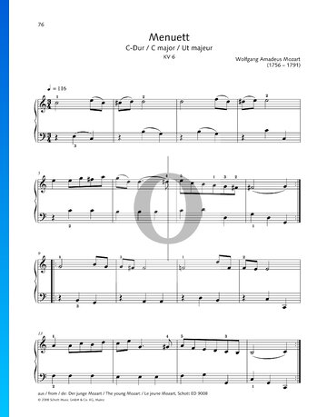 Menuett in C-Dur, KV 6: Nr. 1 Musik-Noten