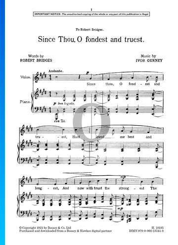 Since Thou, O fondest and truest Sheet Music