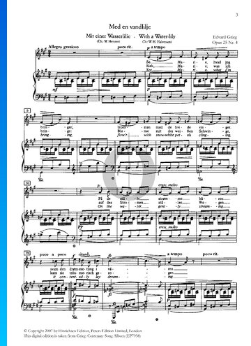 With a Water-Lily, Op. 25 No. 4 (Med en vandlilje) Spartito