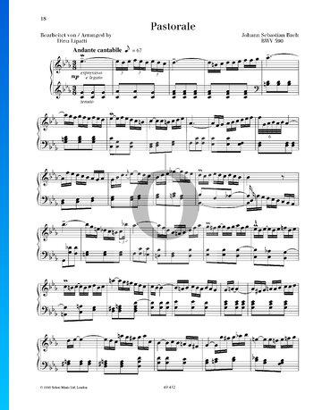 Partition Pastorale en Fa majeur, BWV 590