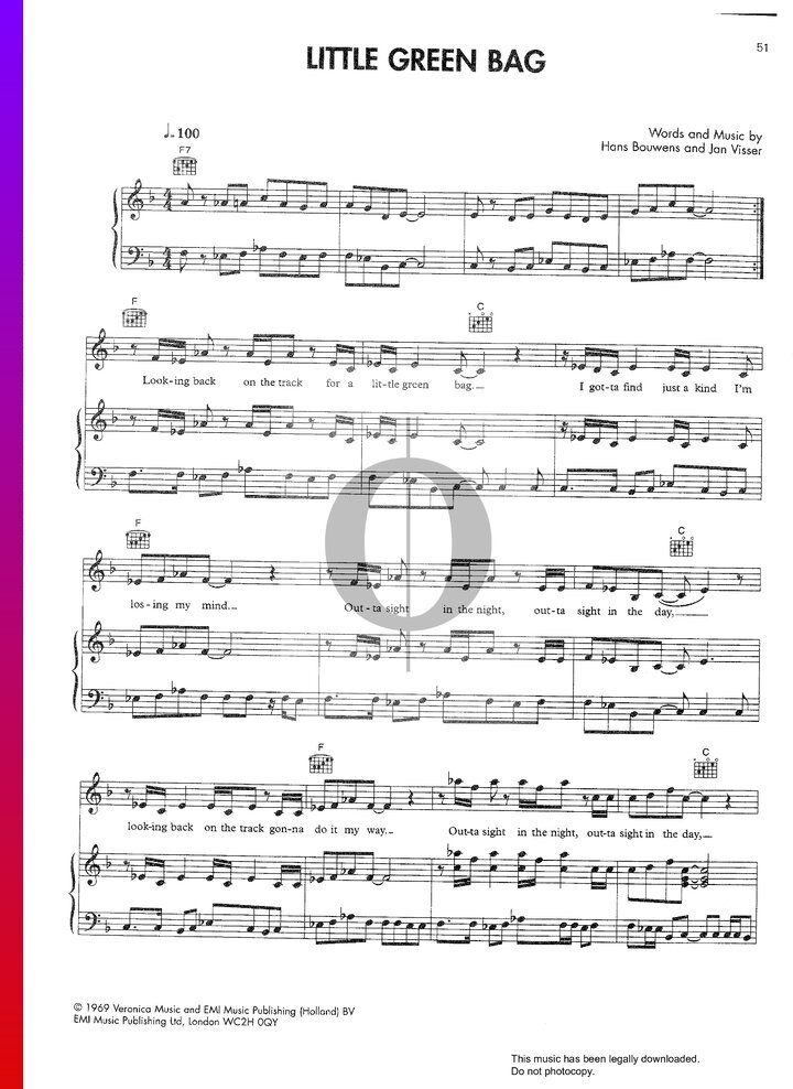 Little Green Bag Baker Selection) Piano Sheet Music OKTAV