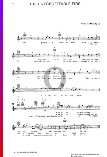 The Unforgettable Fire Sheet Music