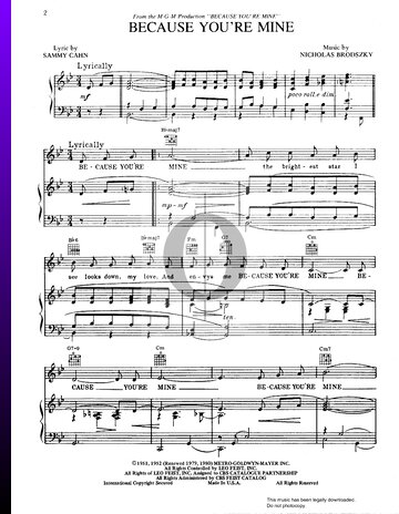 Because You're Mine Sheet Music