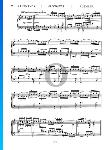 Sonata in C Major, BWV 966: 2. Allemande Spartito