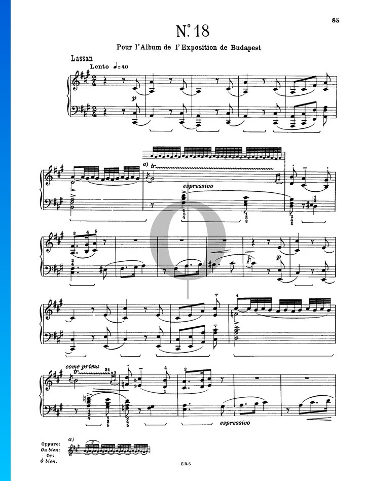 Hungarian Rhapsody No. 18, S.244/18 (Franz Liszt) Piano Sheet Music - OKTAV