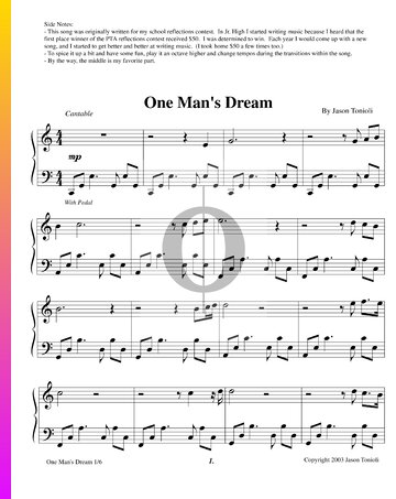 One Man's Dream Sheet Music