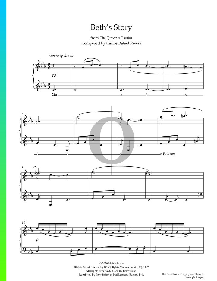 Beths Story Piano Sheet Music From The Queens Gambit By Carlos Rafael Rivera Oktav 1681