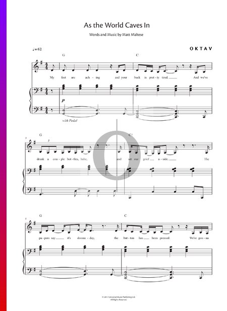 As The World Caves In Sheet Music